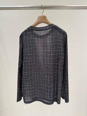 Spring And Summer 95% Polyester Fiber 5% Spandex Dark Gray Patterned Printed Knitted T-shirt, Adopting Miu Inspired Aesthetics