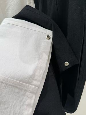 Spring/Summer 52% Tencel ™ Lyocell 40% Cotton 8% Nylon Black And White Adjustable Hem Curved Work Pants