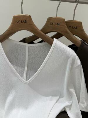 Summer Lightweight 70% Cotton 26% Polyester 4% Linen White Coffee Black Tricolor Summer V-neck Short Sleeved T-shirt
