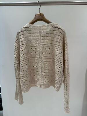 Spring And Summer Hot 100% Cotton Collarless Crochet Cardigan