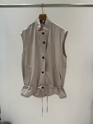 High end breathable and elastic 100% Lycra stand up collar drawstring vest for spring and summer