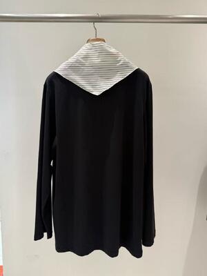 74% coton 26% spandex T-shirt élastique léger à manches longues avec écharpe