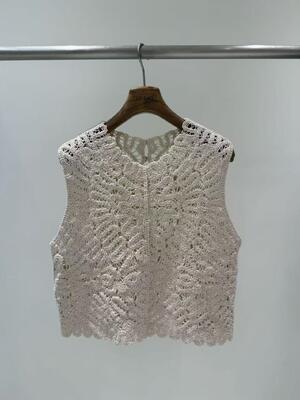 2026 new breathable and moisture absorbing 100% pure cotton crochet backless vest