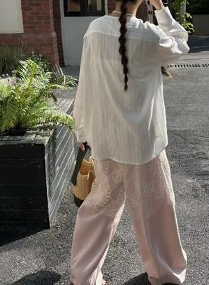 88% cotton, 12% nylon, 2026 spring/summer hot fashion show, pleated French shirt