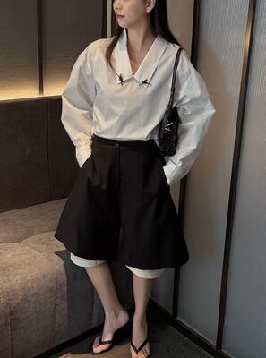 100% pure cotton spring and summer fashionable lazy French bob shirt