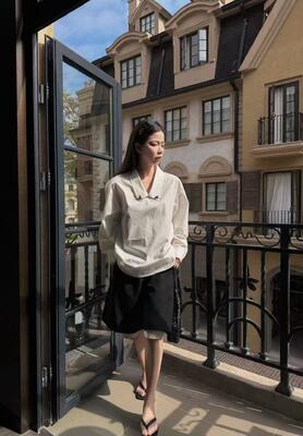 100% pure cotton spring and summer fashionable lazy French bob shirt