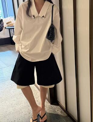 100% pure cotton spring and summer fashionable lazy French bob shirt