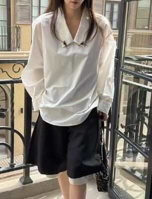 100% pure cotton spring and summer fashionable lazy French bob shirt