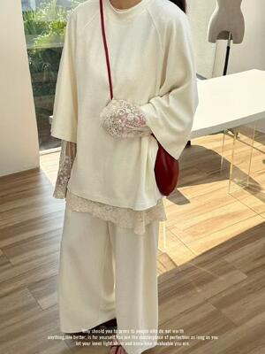 Fashion Texture Knitted Co-ord Set with Premium Blended Material, 59% Polyester 26% Regenerated Cellulose Fiber 5% Wool 5% Silk 5% Spandex, Elastic Comfortable Daily Knit Suit
