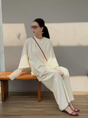 Fashion Texture Knitted Co-ord Set with Premium Blended Material, 59% Polyester 26% Regenerated Cellulose Fiber 5% Wool 5% Silk 5% Spandex, Elastic Comfortable Daily Knit Suit