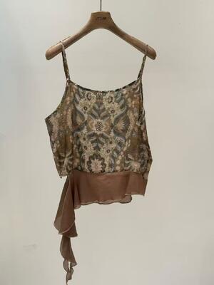 2026 Summer New 80% Linen 20% Tencel Blended Retro Elegant Printed Tank Top Breathable Skin friendly Light Luxury Temperament Outerwear Interior Fashion Women's Top