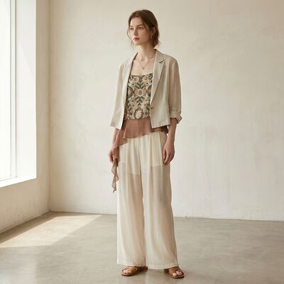2026 Summer New 80% Linen 20% Tencel Blended Retro Elegant Printed Tank Top Breathable Skin friendly Light Luxury Temperament Outerwear Interior Fashion Women's Top