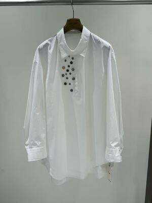100% coton pur, quatre saisons, décontracté et à la mode, chemise faite à la main, à demi ouverte, cousue à la main avec des détails.