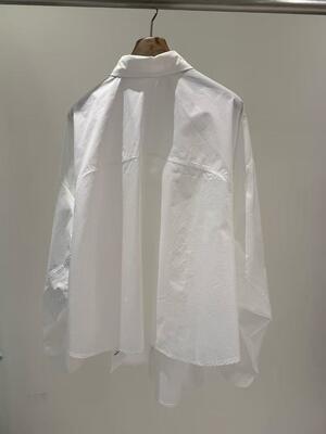 100% pure cotton lightweight and breathable women's ultra loose cotton shirt - exaggerated collar long sleeved shirt - high-end fashion minimalism