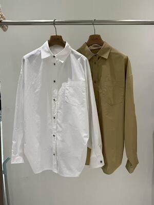 100% pure cotton lightweight and breathable women's ultra loose cotton shirt - exaggerated collar long sleeved shirt - high-end fashion minimalism