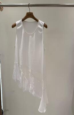 Spring and summer hot item 65% cotton 35% spandex luxurious Tencel nightgown - eyelash lace decorative hem - environmentally friendly ultra soft casual wear