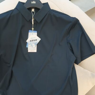 33888 # [83.7% nylon 16.3% spandex] men's cool seamless polo shirt summer breathable business casual short sleeved shirt