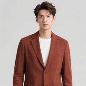 142GSM 60% 40% Cotton Nylon Fabric Reddish Brown Textured Suit Fabric Soft And Light