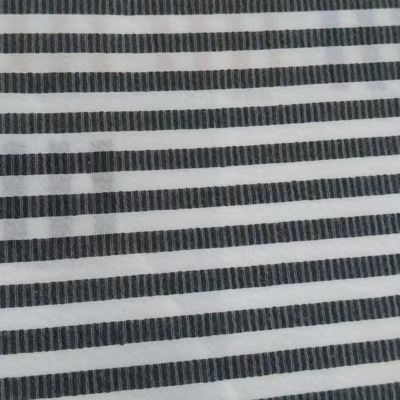 100% Polyester Black And White Striped Fabric 63GSM Suit Clothing Fabric