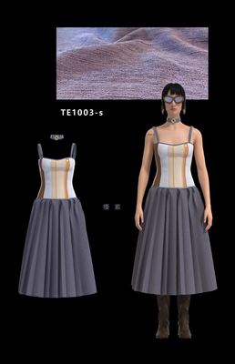 Willow Stripe Pleated Fabrics 16% Polyester, 84% Cellulose Fiber 83G Fabric For Skirts And Dresses