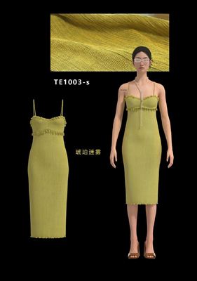 Willow Stripe Pleated Fabrics 16% Polyester, 84% Cellulose Fiber 83G Fabric For Skirts And Dresses