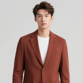 142GSM 60% 40% Cotton Nylon Fabric Reddish Brown Textured Suit Fabric Soft And Light