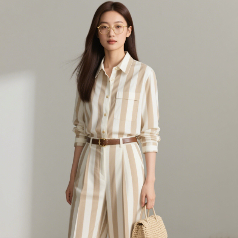 Yellow / White Woven Shirt Fabric 80GSM 100 Percent Polyester Fabric For Daily Commuting Outfit