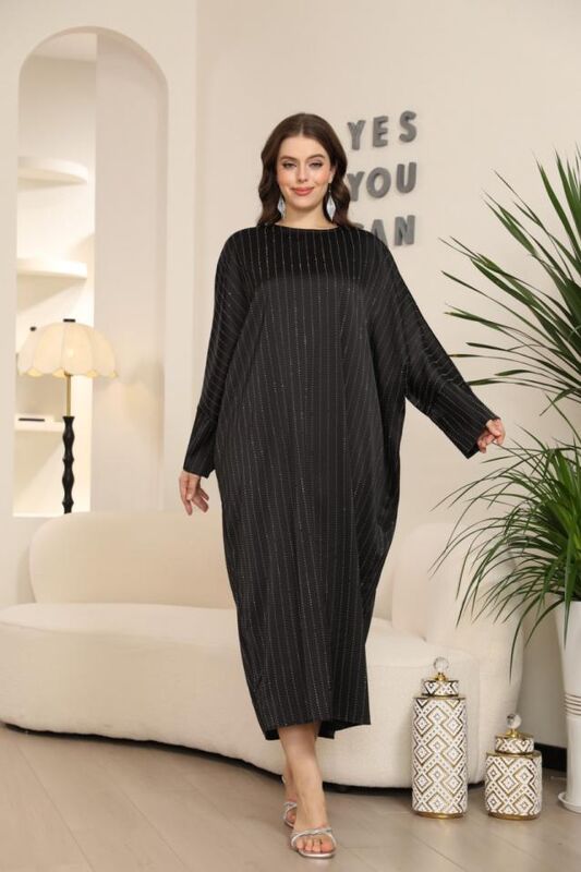 Middle Eastern Modest Wear LB884 Sparkle Stripe Oversized Maxi Abaya