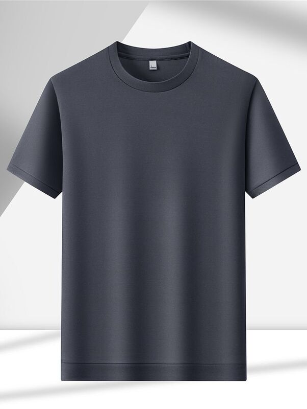 1282  summer hot item 210G 94% polyester fiber 6% spandex light luxury ice feeling short sleeved men's short sleeved T-shirt