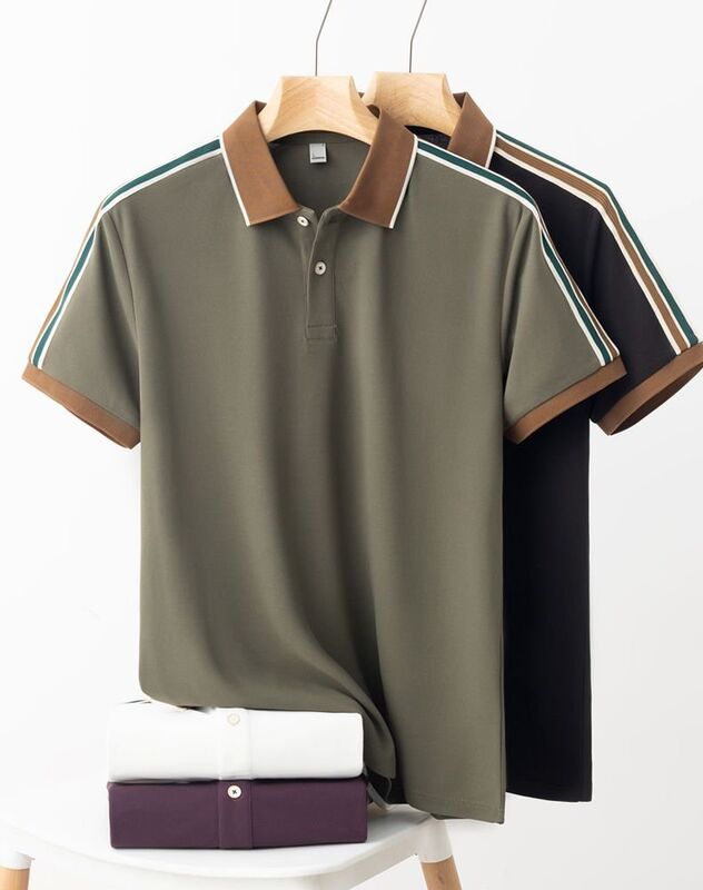 2179 Summer Hot Item 200g 100% Polyester Fiber Imitation Cotton Round Bead Men's Polo Shirt