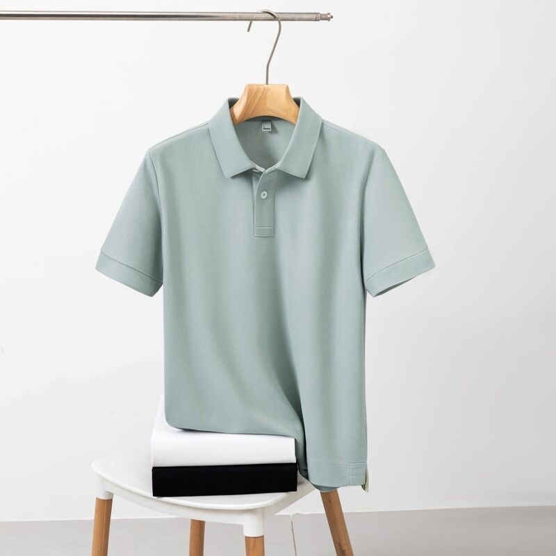 2182 Summer Hot Item 200g 100% Polyester Fiber Polo Shirt Octagonal Bead Men's Short Sleeved Shirt