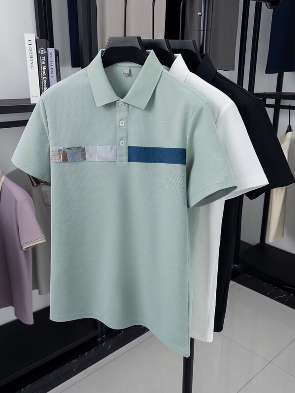 2185 Summer Hot Item 200g 100% Polyester Fiber
First Line Removal Of Labels, Fashionable And Simple Splicing POLO Shirt
