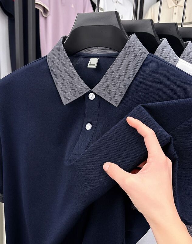 2806 Summer new 170g 75.4% polyester fiber 19.4% cotton 1.8% acetate fiber 1.2% linen 1.1% mulberry silk 1.1% copper ammonia fiber fashionable men's cool antibacterial T-shirt