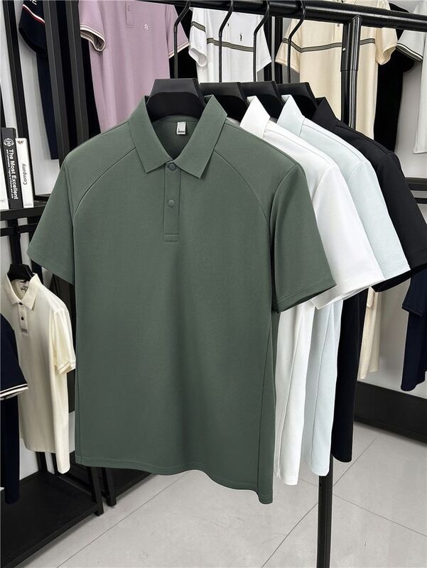 2778 Summer hot 195g 100% polyester fiber comfortable ice silk men's polo shirt