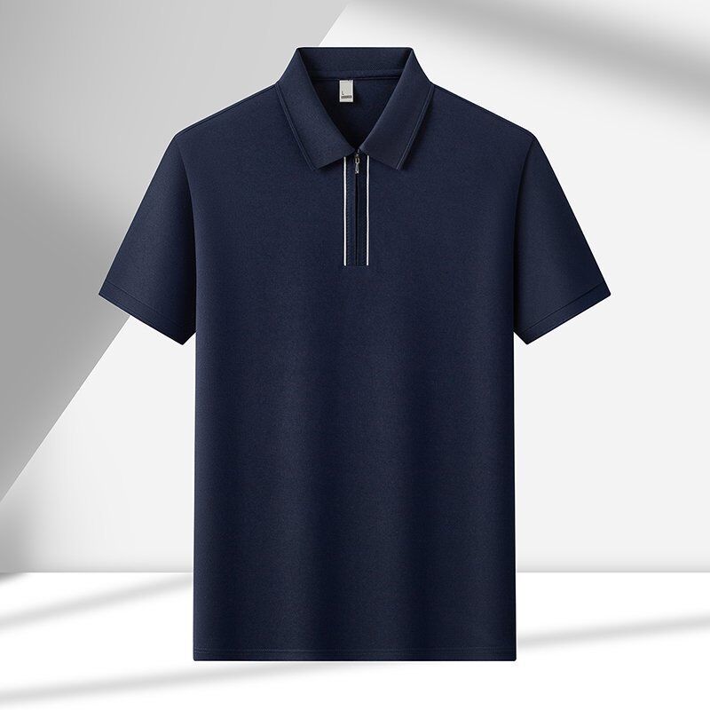2835 Summer New Item 170g 75.4% Polyester Fiber 19.4% Cotton 1.8% Acetate Fiber 1.2% Linen 1.1% Mulberry Silk 1.1% Copper Ammonia Fiber Business Casual Lapel Polo Shirt Elastic T-shirt