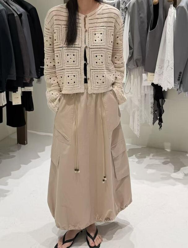 Spring And Summer Hot 100% Cotton Collarless Crochet Cardigan