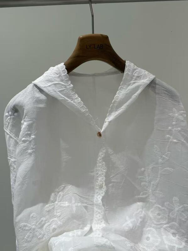 80% cotton, 20% Tencel, spring and summer bestseller, breathable and moisture absorbing ™ Cotton jacquard hooded sunscreen jacket
