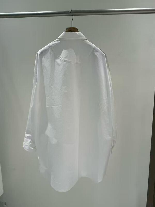 100% coton pur, quatre saisons, décontracté et à la mode, chemise faite à la main, à demi ouverte, cousue à la main avec des détails.