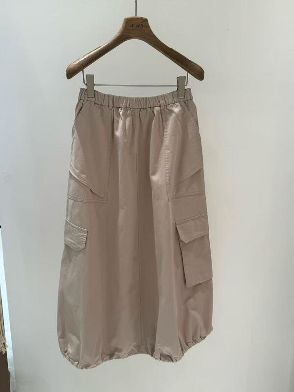 100% pure cotton high breathable clothing dyed cotton twill skirt - deep indigo loose fitting workwear practical skirt