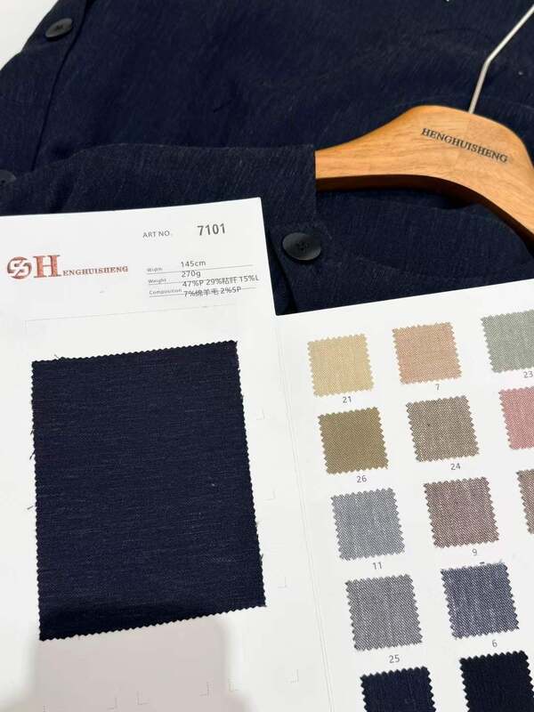 7101 47% polyester 29% viscose fiber 15% linen 7% wool 2% spandex blend minimalist light luxury fabric elastic breathable fabric casual wear