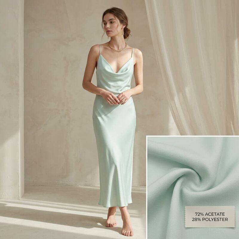 72% ACETIC ACID, 28% POLYESTER MATTE SATIN FABRIC, SOFT MATTE DRAPE, SMOOTH SPRING AND SUMMER POPULAR SHIRTS, CAMISOLE SKIRTS, FASHION FABRICS