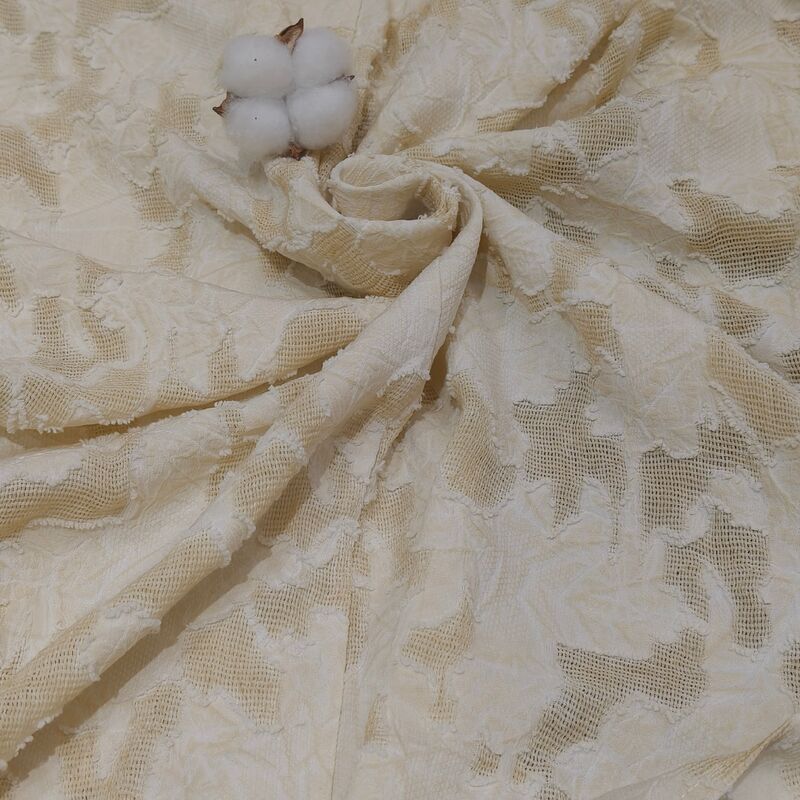 8A337 45% HUMAN COTTON 5% POLYESTER THREE-DIMENSIONAL FLOWER JACQUARD LACE MESH SOFT HANGING BREATHABLE WOMEN'S TOP DRESS FABRIC